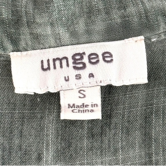 Umgee Size Small Army Mineral Wash Frayed Button Down Rayon Tunic Top - Picture 7 of 8